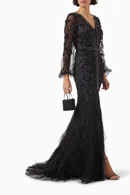Embellished tulle maxi dress clearance