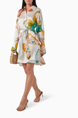 【Leo Lin】Elysia Shirt Mini Dress Buy Leo Lin White Elysia Papillon-print Shirt Mini Dress in