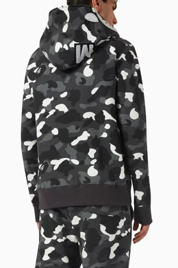 City camo half shark full zip hoodie top