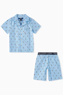 Buy Polo Ralph Lauren Blue Pony Pyjama Set in Cotton For Boys Online Ounass UAE