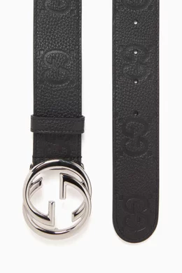 Buy Gucci Black Interlocking G Belt in GG Embossed Leather For Men Online Ounass UAE