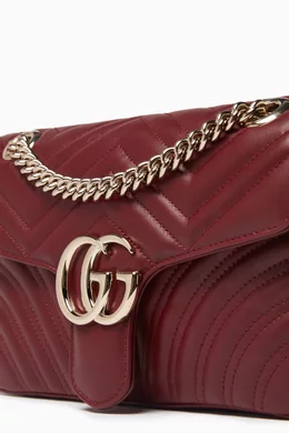 Buy Gucci Burgundy Small GG Marmont Chevron quilted Shoulder Bag in Leather For Women Online Ounass UAE