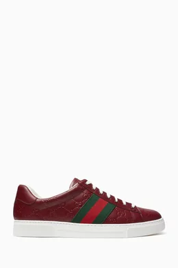 Buy Gucci Red GG Ace Sneakers in Leather For Men Online Ounass UAE