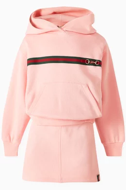 Buy Gucci Pink Web Hoodie in Cotton For Girls Online Ounass UAE