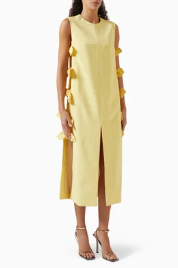 Buy Racil Yellow Verushka Bow embellished Midi Tunic Dress For Women Online Ounass UAE