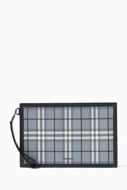 Buy Burberry Black Check Zip Pouch in Canvas For Men Online Ounass UAE