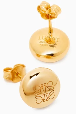 Buy LOEWE Gold Anagram Pebble Stud Earrings in Gold-tone