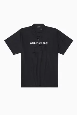 BALENCIAGA＊MIRROR BALENCIAGA INSIDE OUT 穴あきTシャツ＊送込 Buy Balenciaga Black Mirror Balenciaga Inside Out T-shirt in