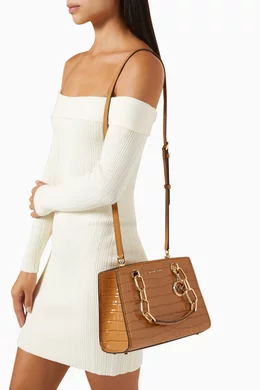 Buy Michael Kors Brown Small Cynthia Satchel Bag in Croc embossed Leather For Women Online Ounass UAE