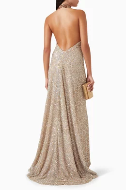 Embellished halter gown clearance