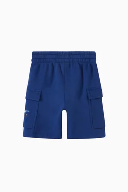 Buy Nike Blue Logo Cargo Shorts in Cotton Blend Fleece For Kids Online Ounass UAE