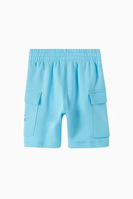 Buy Nike Blue Logo Cargo Shorts in Cotton Blend Fleece For Kids Online Ounass UAE