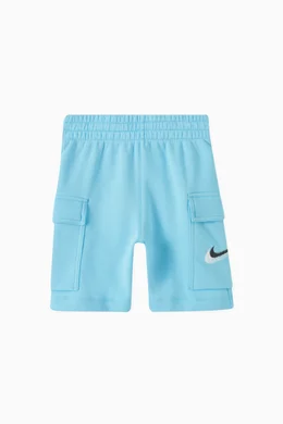 Buy Nike Blue Logo Cargo Shorts in Cotton Blend Fleece For Kids Online Ounass UAE