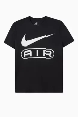 Buy Nike Black Air Logo T shirt in Cotton Jersey For Girls Online Ounass UAE