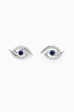 Buy The Jewels Jar Silver Aria's Mini Evil Eye Stud Earrings in
