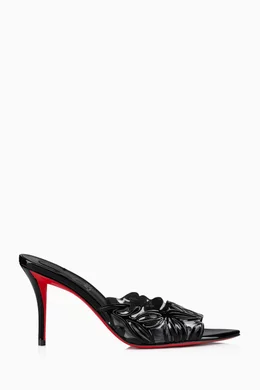 Buy Christian Louboutin Black Apostropha Petunia 80 Mule Sandals in PVC Patent Leather For Women Online Ounass UAE