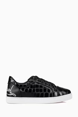 Buy Christian Louboutin Black Fun Vieira Sneakers in Croc embossed Leather For Women Online Ounass UAE