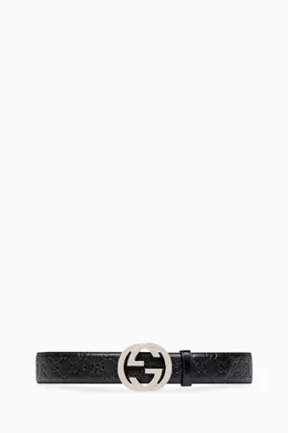Buy Gucci Black Interlocking G Belt in Signature Leather For Men Online Ounass UAE