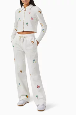 Buy Casablanca White Embroidered Track Jacket in Cotton Blend For Women Online Ounass UAE