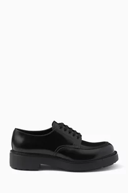 Buy Prada Black Derby Shoes in Leather For Men Online Ounass UAE