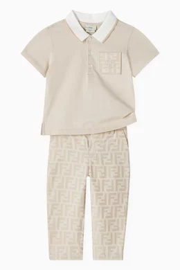 Buy Fendi Neutral FF Logo Pants in Cotton For Baby Boys Online Ounass UAE