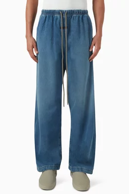 Buy Fear of God Essentials Blue Lounge Pants in Denim For Men 