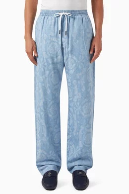 Buy Versace Blue Barocco Pants in Denim Chambray For Men Online Ounass UAE
