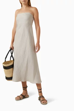 Buy Enza Costa Neutral Bias Midi Dress in Linen For Women Online Ounass UAE