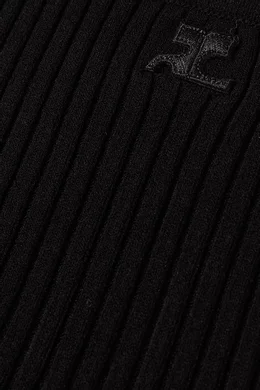 Buy Courreges Black Signature Pointy Tank Top in Rib-knit For