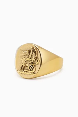 Lion symbol gold ring top