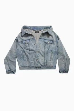 Blue jean off the shoulder jacket store