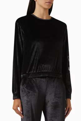 Buy Emporio Armani Black EA7 Sweatshirt in Velour For Women Online Ounass UAE