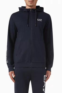 Buy Emporio Armani Blue EA7 Zip Hoodie in Cotton For Men Online Ounass UAE