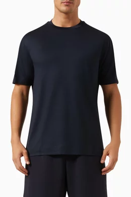 Buy Emporio Armani Blue Logo tape T shirt in Lyocell cotton For Men Online Ounass UAE