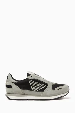 Emporio armani suede sneakers with side logo sale
