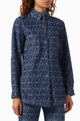 Buy Emporio Armani Blue Logo Caban Jacket in Denim For Women Online Ounass UAE