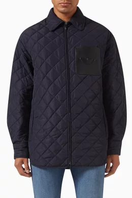Buy Emporio Armani Blue Quilted Jacket in Nylon For Men Online Ounass UAE