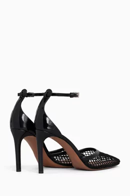 Buy Alaïa Black 90 Pumps in Mesh & Patent Leather For Women