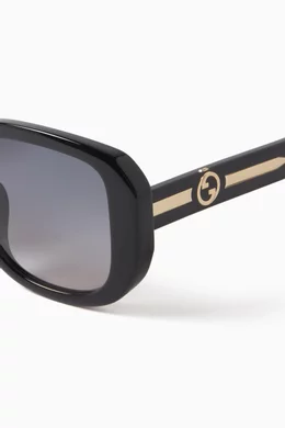 Buy Gucci Black Oversized Round Sunglasses in Recycled Acetate For Women Online Ounass UAE