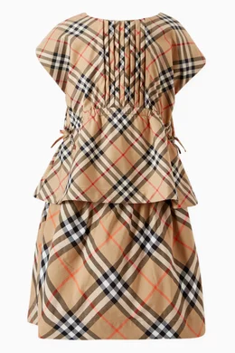 Buy Burberry Brown Check Skirt in Cotton Poplin For Girls Online