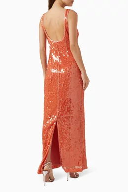 chinese dress ladies Simkhai Women's Bex Embellished Maxi Dress in Silver, Sequin, Size 4 main image 0