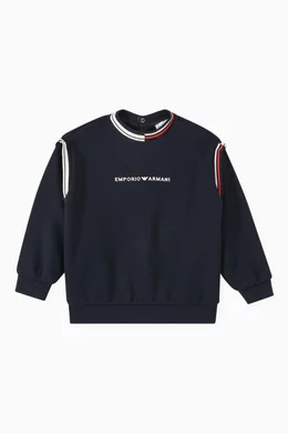 Buy Emporio Armani Blue Logo Sweatshirt in Cotton For Baby Boys Online Ounass UAE