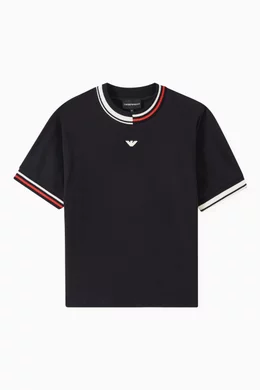 Buy Emporio Armani Blue Eagle T shirt in Cotton jersey For Boys Online Ounass UAE