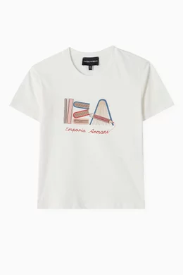 Buy Emporio Armani White Back To School Logo Book T shirt For Girls Online Ounass UAE