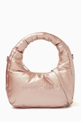Buy Emporio Armani Pink Logo Hobo Bag in Faux Leather For Kids Online Ounass UAE