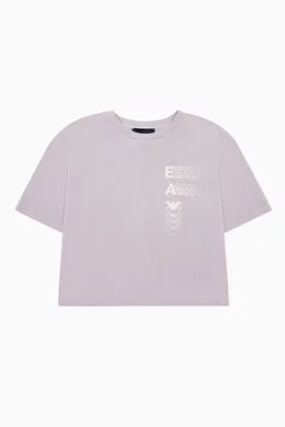 Buy Emporio Armani Purple Retro Logo print T shirt in Jersey For Girls Online Ounass UAE