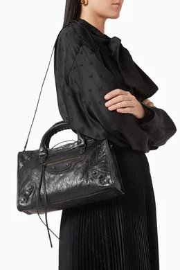 Buy Balenciaga Black Small Le City Bag in Arena Lamsbkin For Women Online Ounass UAE