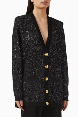 Embellished black cardigan cheap