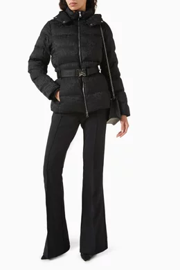 Buy Elisabetta Franchi Black Short Down Jacket in Nylon Jacquard For Women Online Ounass UAE