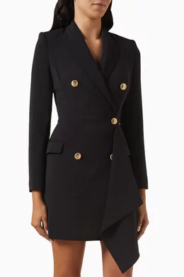 Buy Elisabetta Franchi Black Double breasted Coat Dress in Crepe For Women Online Ounass UAE